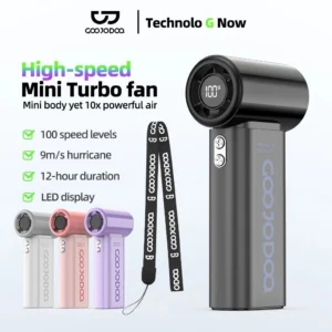 【Tặng quà】Quạt để bàn tốc độ cao GOOJODOQ GFS007 10x Màn hình LED Công suất gió cải tiến và dây đeo di động Pin 3600mAh bền bỉ