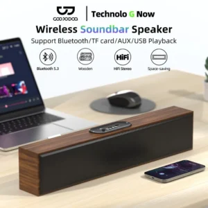 Loa Bluetooth GOOJODOQ Thiết kế bằng gỗ kích thước lớn Loa không dây PC Máy tính xách tay Âm thanh USB Chơi game Thẻ TF AUX