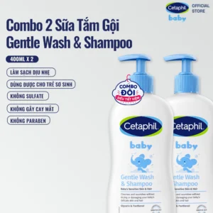 Combo 2 Sữa tắm gội dịu lành cho bé Cetaphil Baby Gentle Wash & Shampoo 400ml/chai