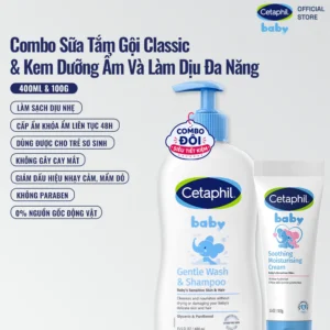 Combo Sữa tắm gội dịu lành cho bé GENTLE W&S 400ML & Kem dưỡng ẩm và làm dịu cho bé Soothing & Moisturising 100G