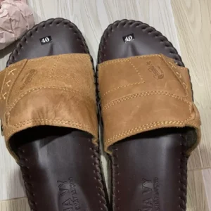 {KM - Mua 01 tặng 01 đôi dép} Dép Quai Ngang Nam Da Bò Thật DONAVY Cao Cấp, May Handmade Quai Và Đế Rất Chắc Chắn D.DELA
