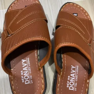 {KM - Mua 01 tặng 01 đôi dép} Dép Quai Ngang Nam Da Bò Thật DONAVY Cao Cấp, May Handmade Quai Và Đế Rất Chắc Chắn D.DELA