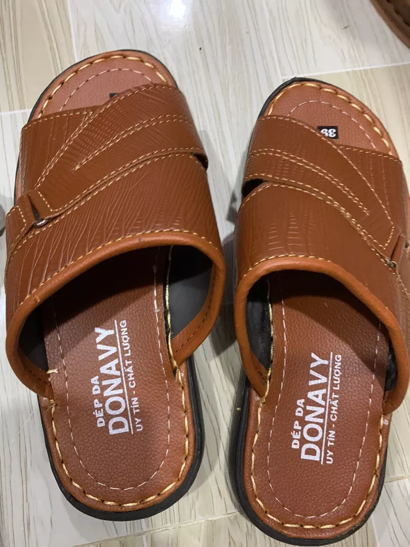 {KM - Mua 01 tặng 01 đôi dép} Dép Quai Ngang Nam Da Bò Thật DONAVY Cao Cấp, May Handmade Quai Và Đế Rất Chắc Chắn D.DELA