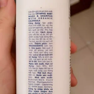 Combo 2 Sữa tắm gội dưỡng ẩm dịu lành cho bé Calendula hoa cúc hữu cơ CETAPHIL BABY W&SHAMPOO CALENDULA 400ML/chai