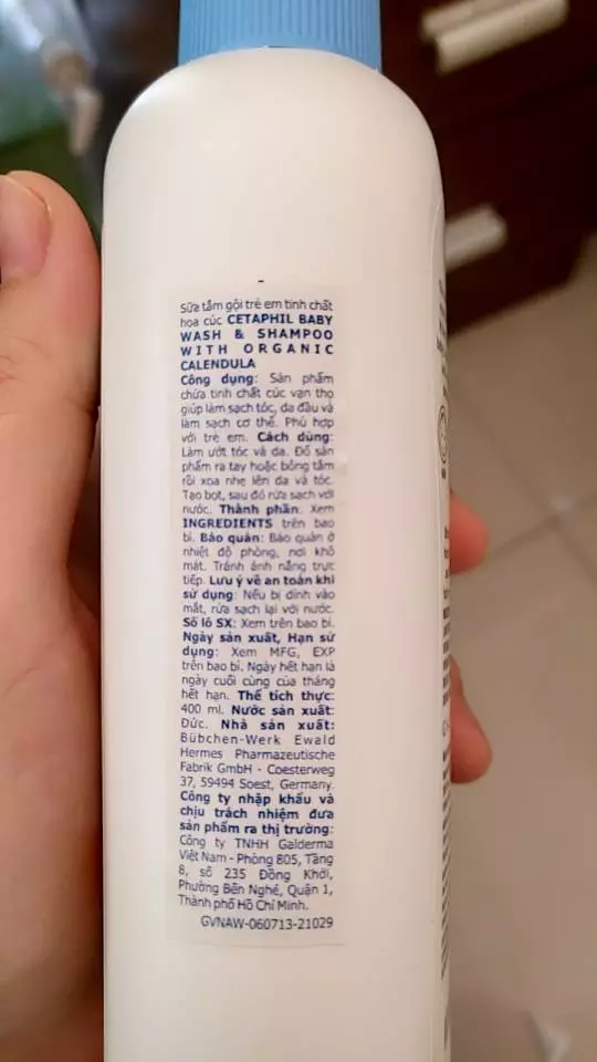 Combo 2 Sữa tắm gội dưỡng ẩm dịu lành cho bé Calendula hoa cúc hữu cơ CETAPHIL BABY W&SHAMPOO CALENDULA 400ML/chai