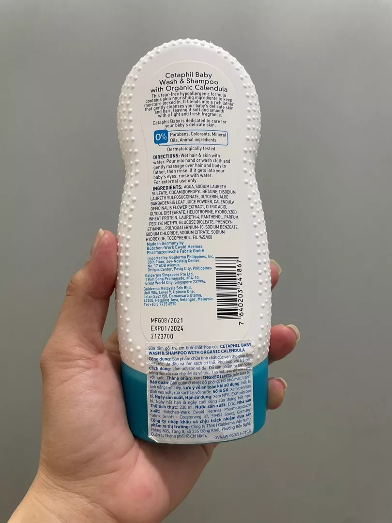 Sữa tắm gội Cetaphil cho bé - Cetaphil Baby Wash & Shampoo with Organic Calendula 400ml