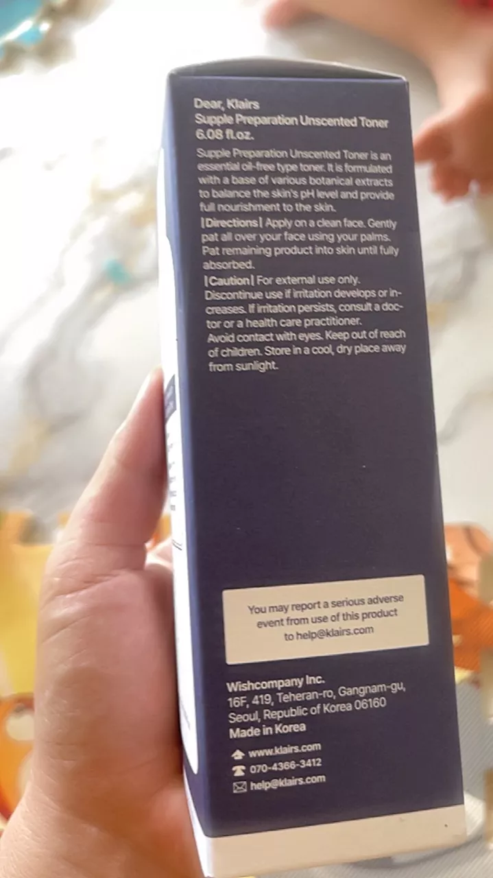 Nước Hoa Hồng Không Mùi Dear Klairs Supple Preparation Unscented 180ml