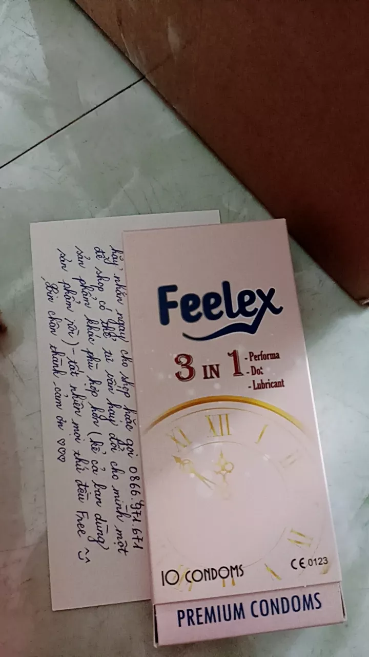 Bao cao su Feelex gân gai, nhiều gel bôi trơn - Hộp 10 bcs
