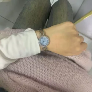 Đồng Hồ Nữ GEDI Đính Hạt Thời Trang Mặt Tròn, Viền Đính Hạt Thời Trang, Thiết Kế Hiện Đại Đơn Giả