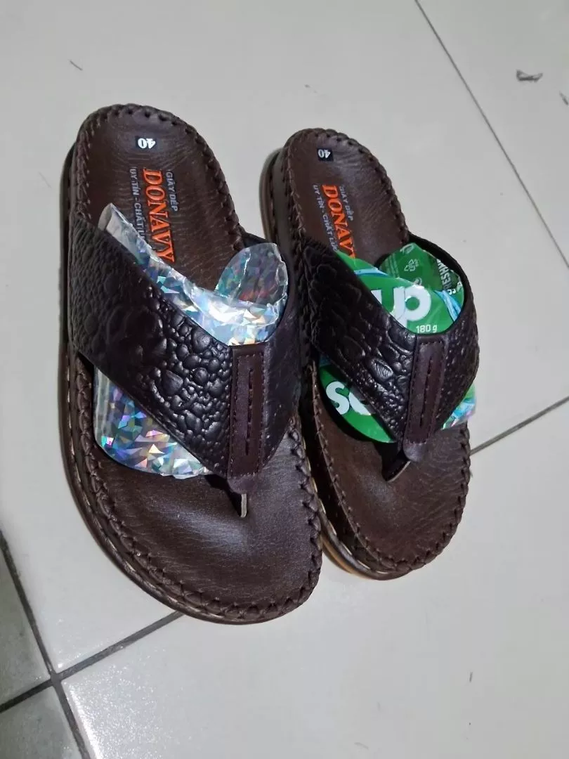 Dép Kẹp Nam Da Bò Thật 100% Donavy Cao Cấp, May 02 Lần Full Handmade Chắc Chắn (Đen+Nâu+Bò) D.KBXIT