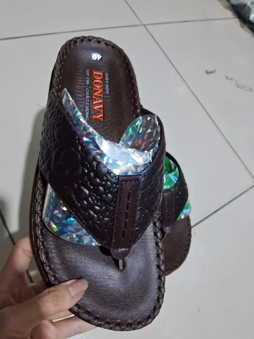 Dép Kẹp Nam Da Bò Thật 100% Donavy Cao Cấp, May 02 Lần Full Handmade Chắc Chắn (Đen+Nâu+Bò) D.KBXIT