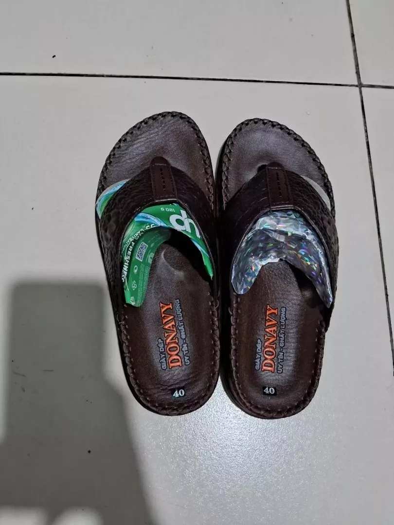 Dép Kẹp Nam Da Bò Thật 100% Donavy Cao Cấp, May 02 Lần Full Handmade Chắc Chắn (Đen+Nâu+Bò) D.KBXIT