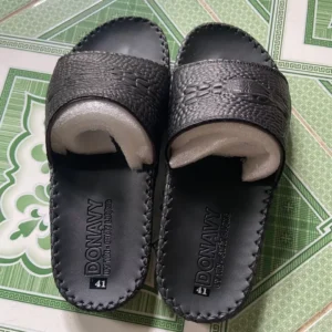 Dép Quai Ngang Nam Da Bò 100% DONAVY Cao Cấp, Dập Quai Cá Sấu Fashion D.CSL