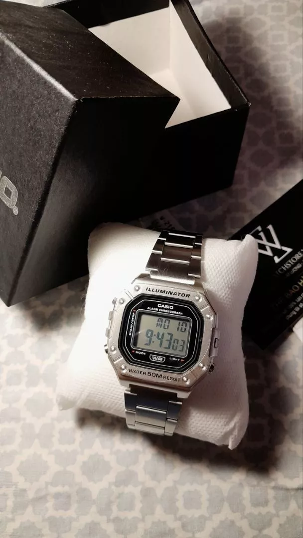 Đồng Hồ Điện Tử Unisex Series W-218 Trẻ Trung Năng Động Mặt Kính Nhựa Vuông 43.2mm Chống Nước Chính Hãng Casio