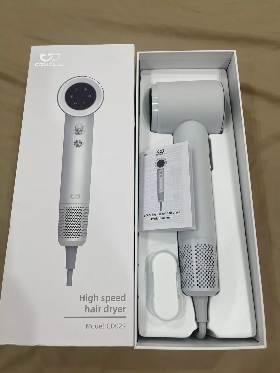 【Bảo hành một năm】GOOJODOQ Máy sấy tóc tốc độ cao có màn hình hiển thị công suất LED 3 tốc độ gió bốn phút để sấy khô Thích hợp cho du lịch và sử dụng tại nhà
