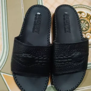 Dép Quai Ngang Nam Da Bò 100% DONAVY Cao Cấp, Dập Quai Cá Sấu Fashion D.CSL