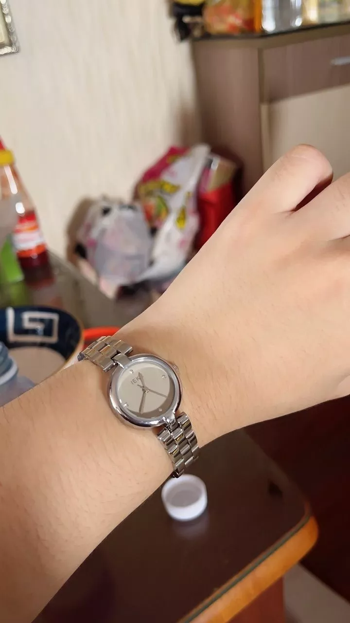Đồng Hồ Nữ IEKE Mặt Tròn Số Đính Đá, Size 25, Dây Kim Loại Kháng Gỉ Sét, Chống Nước Tốt