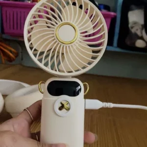 GOOJODOQ Quạt Mini cầm tay 1200 mAh có thể sạc lại cho trường học có đèn USB nhỏ chạy điện cho trẻ em