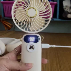 GOOJODOQ Quạt Mini cầm tay 1200 mAh có thể sạc lại cho trường học có đèn USB nhỏ chạy điện cho trẻ em