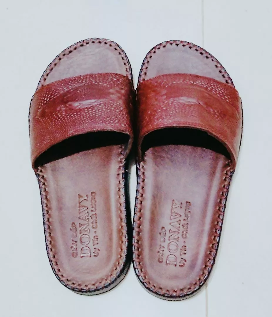 Dép Quai Ngang Nam Da Bò 100% DONAVY Cao Cấp, Dập Quai Cá Sấu Fashion D.CSL