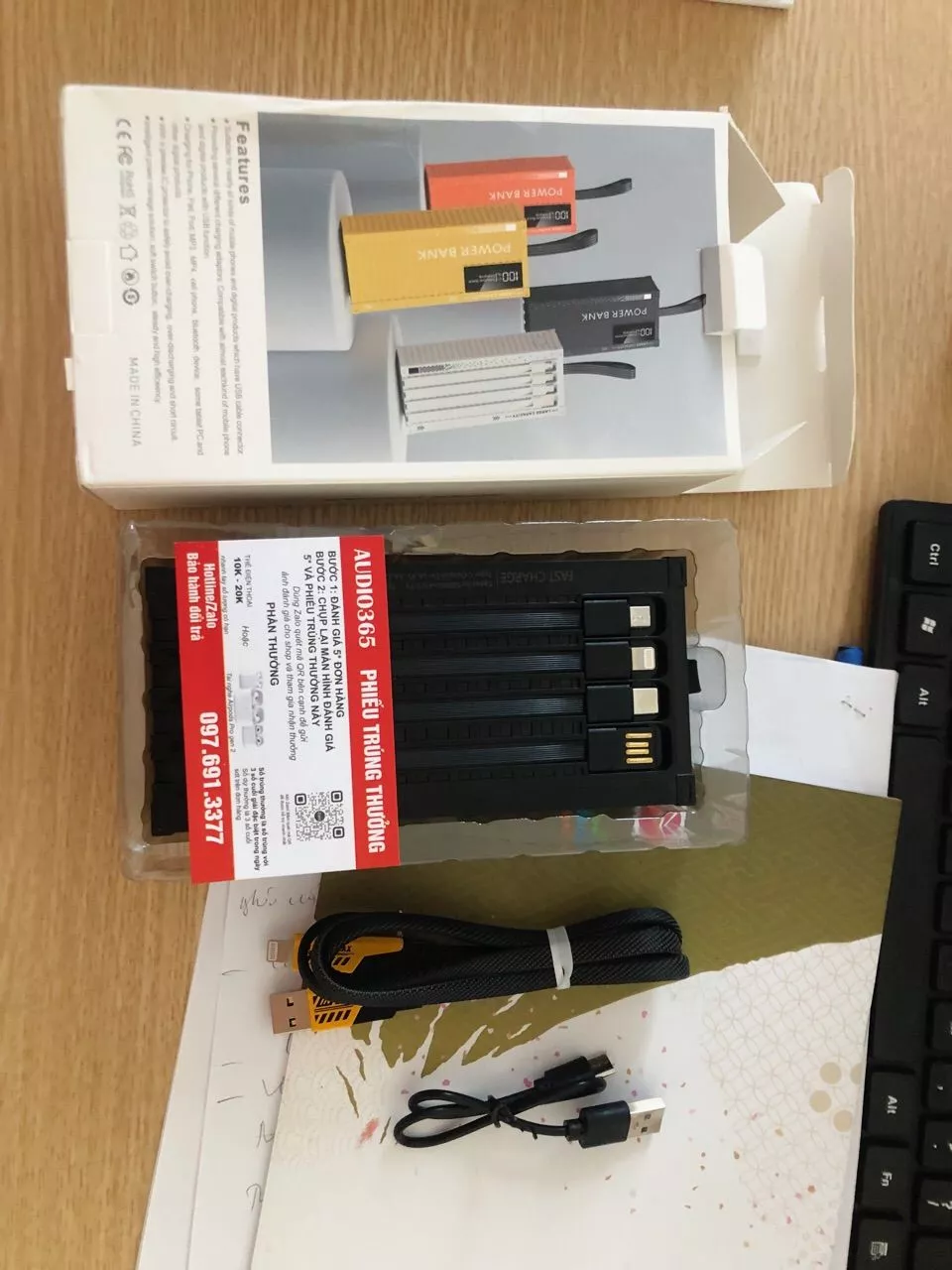 Bộ sạc điện thoại 50.000MAH CONTAINER, 4 cổng USB, sạc nhanh PD 120W, bảo hành 6 tháng - AUDIO365