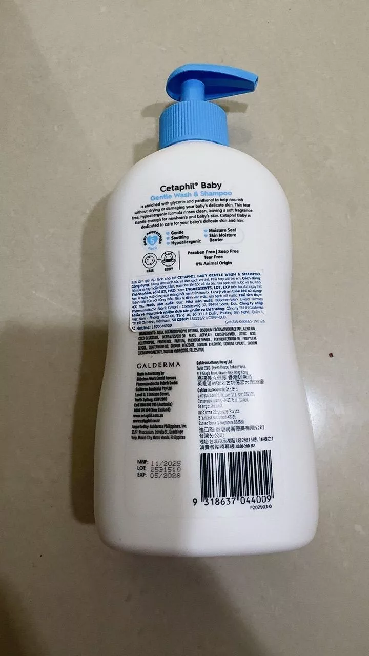 SỮA TẮM GỘI CETAPHIL BABY GENTLE WASH & SHAMPOO 400ML & 230ML DÀNH CHO DA THƯỜNG