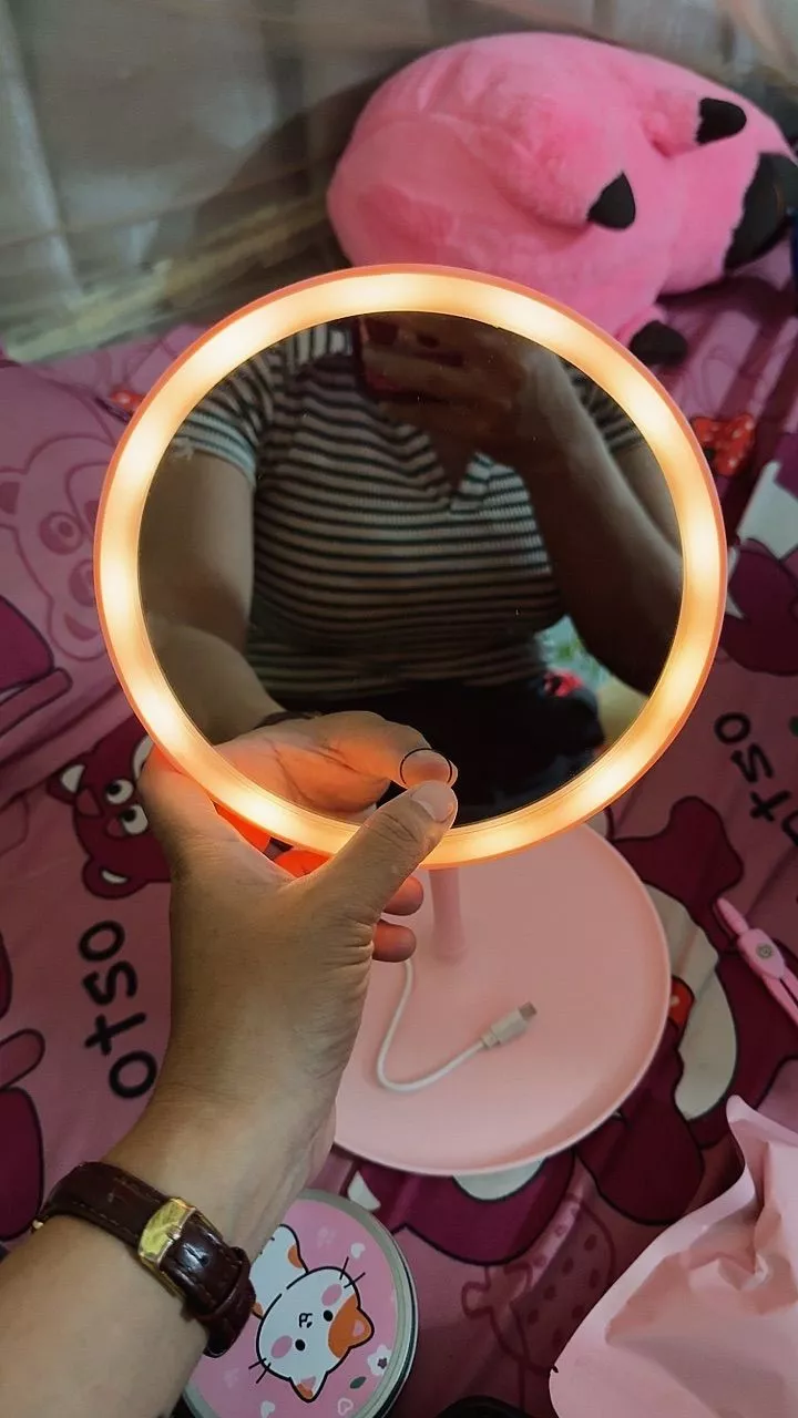 Gương Trang Điểm Để Bàn - Đèn Led Kèm Sạc