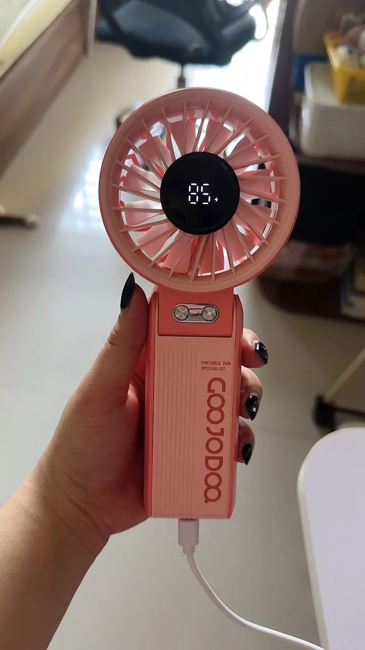 Quạt gấp 180° im lặng GOOJODOQ siêu gió điều chỉnh 100 cấp độ, mini quạt di động, màn hình nguồn LED