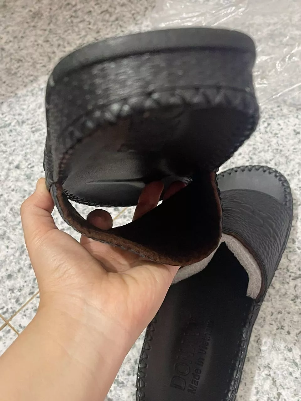Dép Quai Ngang Nam Da Bò 100% DONAVY Cao Cấp, Dập Quai Cá Sấu Fashion D.CSL