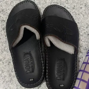 Dép Quai Ngang Nam Da Bò 100% DONAVY Cao Cấp, Dập Quai Cá Sấu Fashion D.CSL