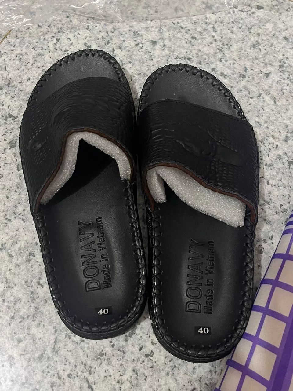 Dép Quai Ngang Nam Da Bò 100% DONAVY Cao Cấp, Dập Quai Cá Sấu Fashion D.CSL