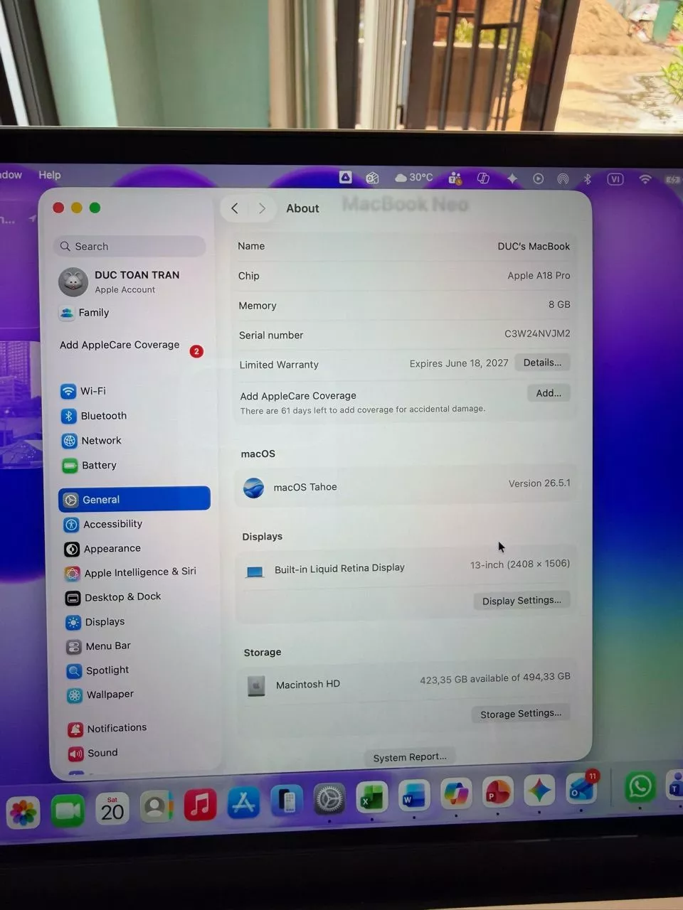 Máy Tính Xách Tay Apple MacBook Neo, 512GB