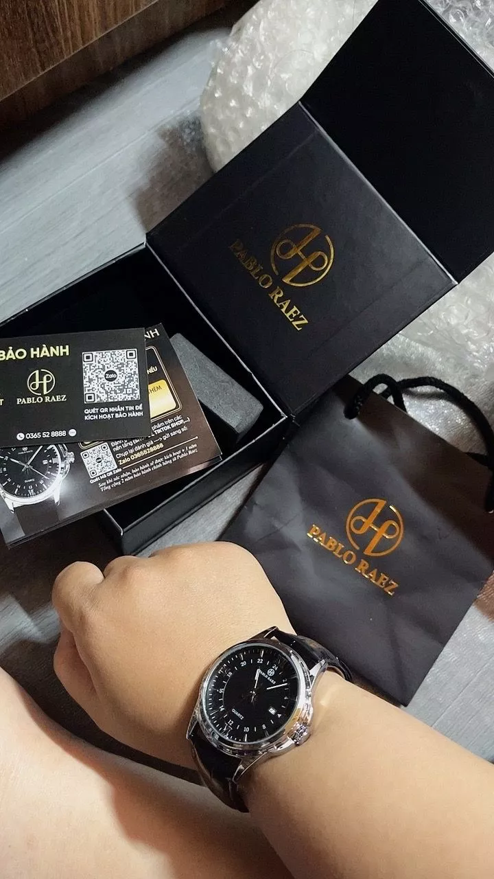 Combo quà tặng đồng hồ nam Pablo Raez U850 chính hãng chống nước 3ATM 40mm tặng kèm túi giấy , hộp nam châm và thiệp