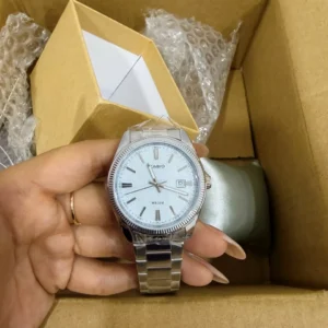 (Chính Hãng) Đồng Hồ Nam Casio MTP-1302DA-2A2 Xanh Ice Blue Vân Đá Size 38.5 - Bảo Hành 7 Năm