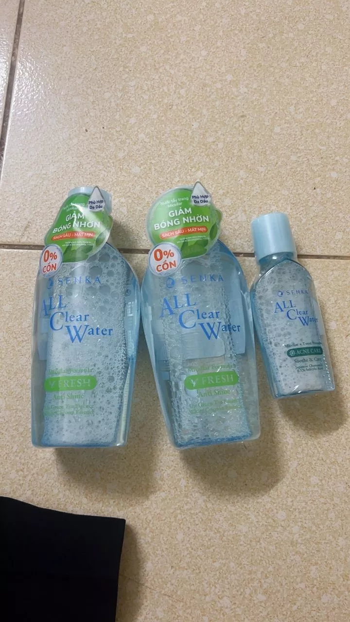 Bộ 02 Nước tẩy trang Micellar Giảm Bóng Nhờn Senka All Clear Water Fresh 230ml/chai