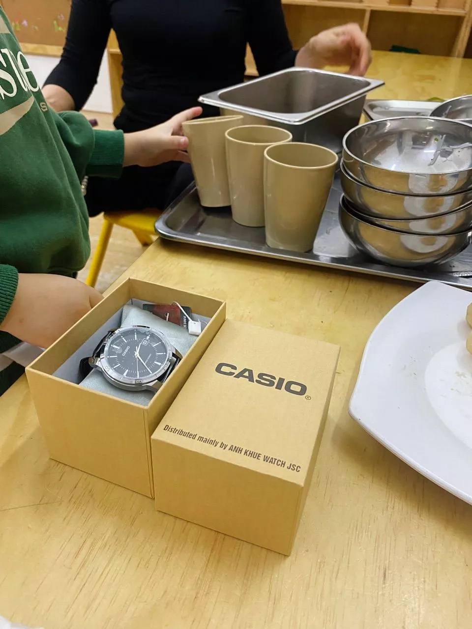 Đồng hồ đôi nam nữ dây da Casio Anh Khuê MTP/LTP V004L-1A
