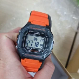 Đồng Hồ Điện Tử Unisex Series W-218 Trẻ Trung Năng Động Mặt Kính Nhựa Vuông 43.2mm Chống Nước Chính Hãng Casio