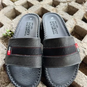 Dép Quai Ngang Nam Da DONAVY Cao Cấp, Quai Phối Kiểu Thời Trang D.3CN+ZIP