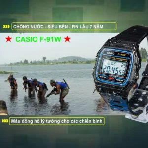 Đồng Hồ Nam Casio F-91W1 .a., Chống Nước Tuyệt Đối, Chất Liệu Siêu Bền, Pin Lâu 7 Năm