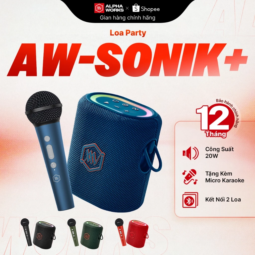 Loa Karaoke Di Động Alpha Works Sonik Plus - Công Suất 44W, Kèm Micro Không Dây - Image 2
