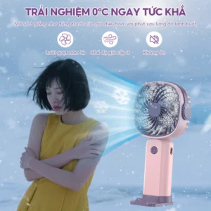 Quạt Cầm Tay Tích Điện Dung Lượng Pin Khủng 3000 MAh, Quạt Mini 3 Tốc Độ Gió