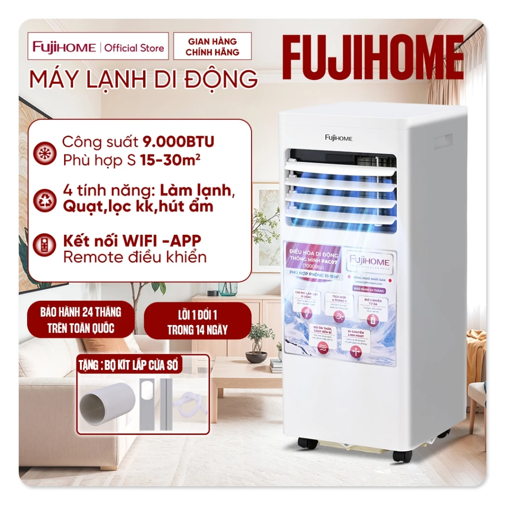 Máy lạnh di động FUJIHOME 9000-12000BTU - Giải pháp 4 trong 1 chính hãng