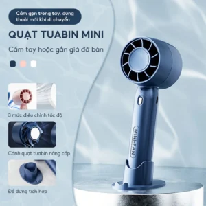 Quạt Cầm Tay Không Cánh T10 Mini USB: Thiết Kế Turbo 3 Tốc Độ - Để Bàn & Ngoài Trời, Sạc Nhanh Tiện Lợi