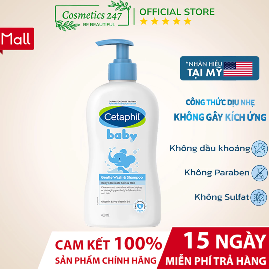 Sữa tắm gội Cetaphil cho bé - Cetaphil Baby Wash & Shampoo with Organic Calendula 400ml