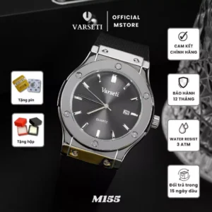 Đồng Hồ Nam Varseti Chạy Máy Pin Mặt Trải Tia Viền Trơn Dây Silicon Thơm Mùi Vani Dễ Phối Đồ