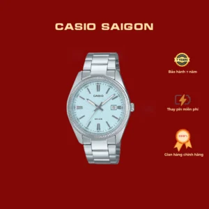(Chính Hãng) Đồng Hồ Nam Casio MTP-1302DA-2A2 Xanh Ice Blue Vân Đá Size 38.5 - Bảo Hành 7 Năm