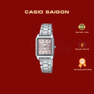 (Chính Hãng) Đồng Hồ Casio Nữ Vintage LTP-V007-4E Hồng Pastel Size 31x22mm - Bảo Hành 7 Năm