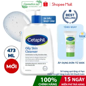 Sữa rửa mặt dịu lành cho da dầu nhạy cảm CETAPHIL OILY SKIN CLEANSER 473ML