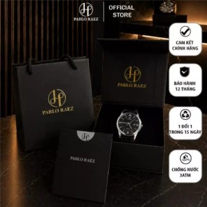 Combo quà tặng đồng hồ nam Pablo Raez U850 chính hãng chống nước 3ATM 40mm tặng kèm túi giấy , hộp nam châm và thiệp