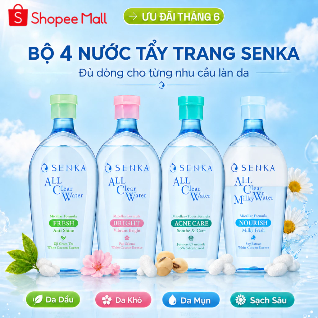 Nước Tẩy Trang Senka ALL Clear Water Micellar Fresh 230ML & 70ML